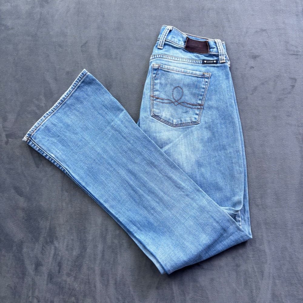 Lucky Brand Sofia Boot Jeans 2/26 Long Light Wash Paint Splatter Distressed